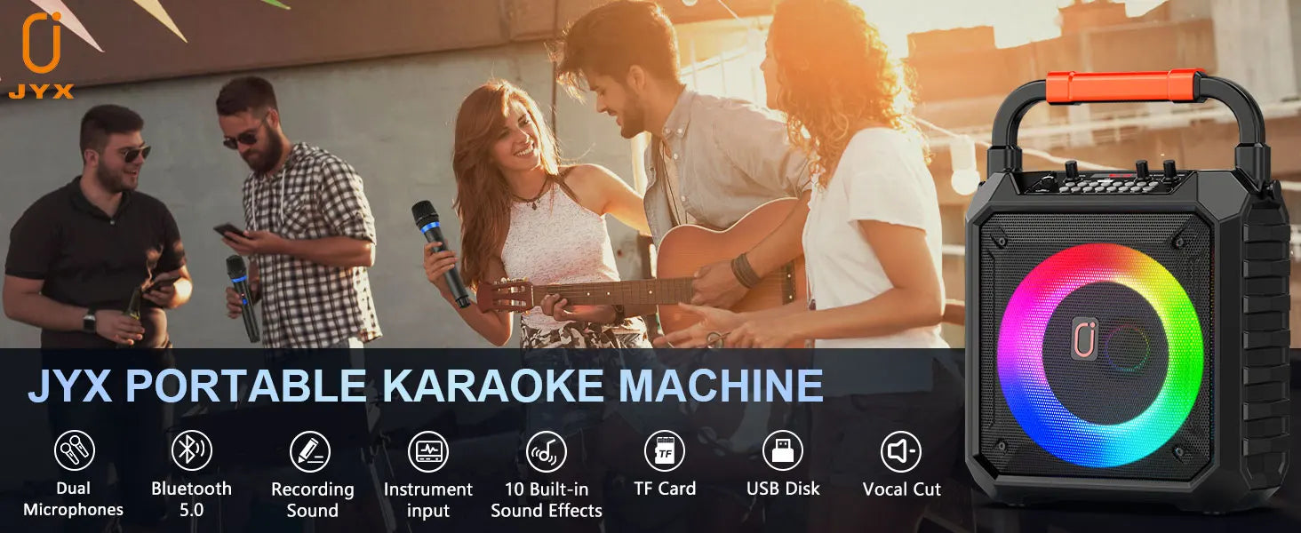 T17 – T Wireless Bluetooth Speaker, Karaoke Machine with 2 Microphon