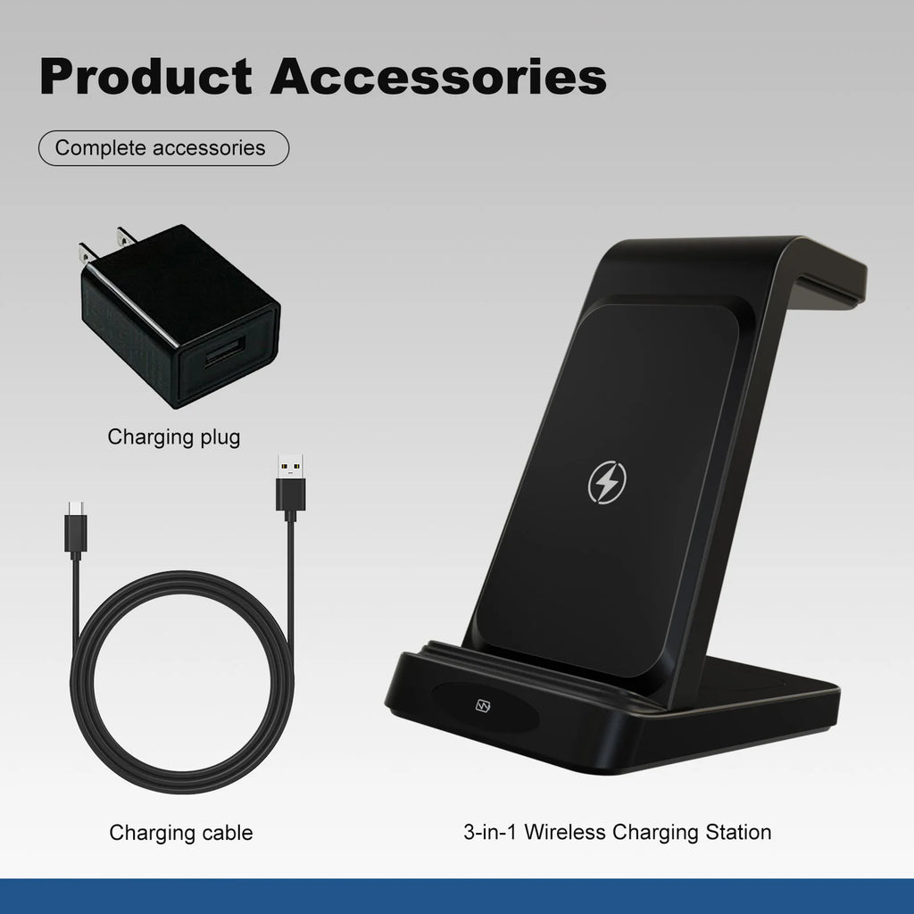 3 – in – 1 Wireless Charging Station 18W Travel Fast Charger Magneti