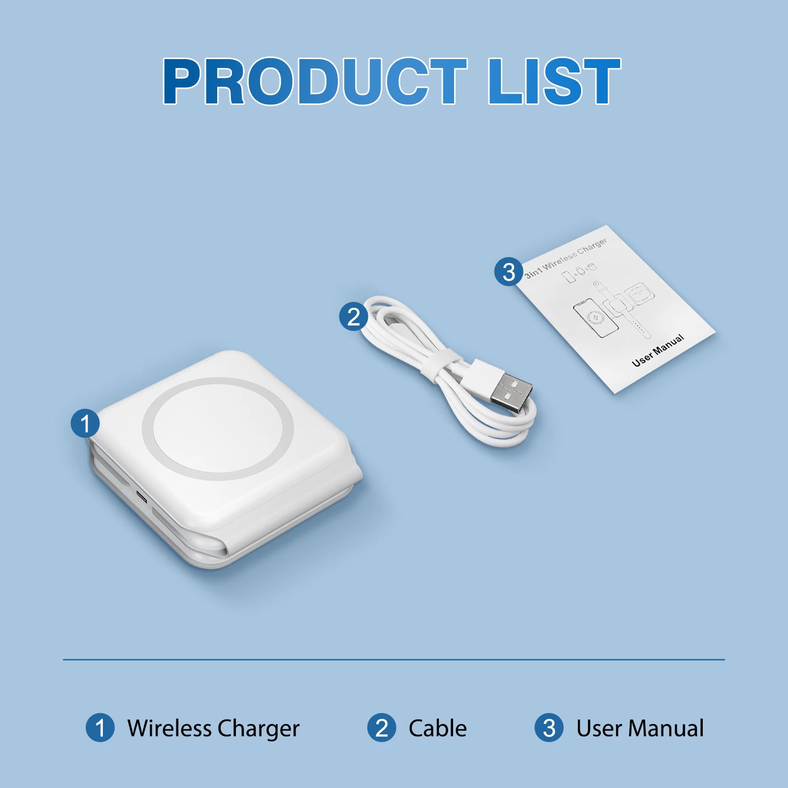 Magnetic Wireless Charger 3 in 1 Travel Charging Flexible Fast Charg
