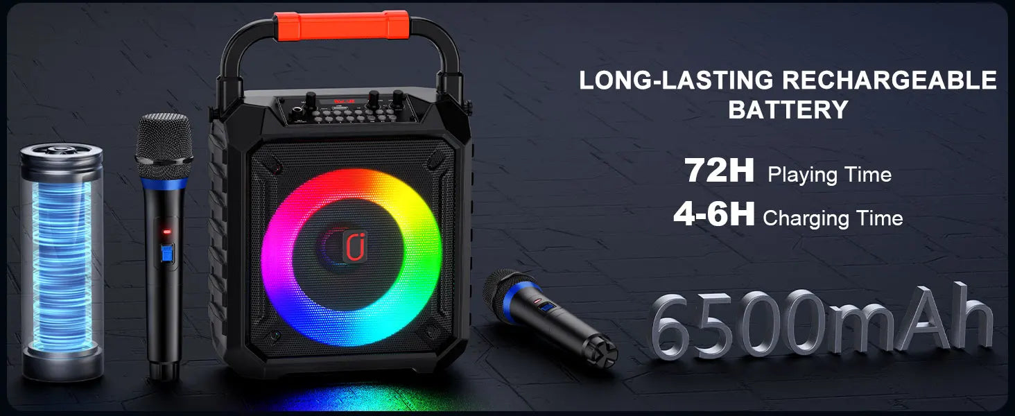 T17 – T Wireless Bluetooth Speaker, Karaoke Machine with 2 Microphon