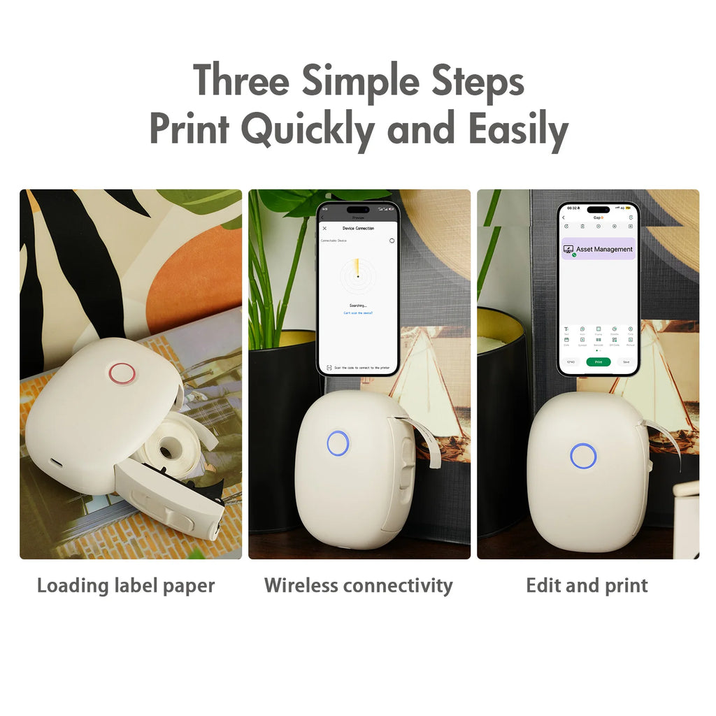 Mini Portable Wireless Inkless Thermal Printer Bluetooth Pocket Labe