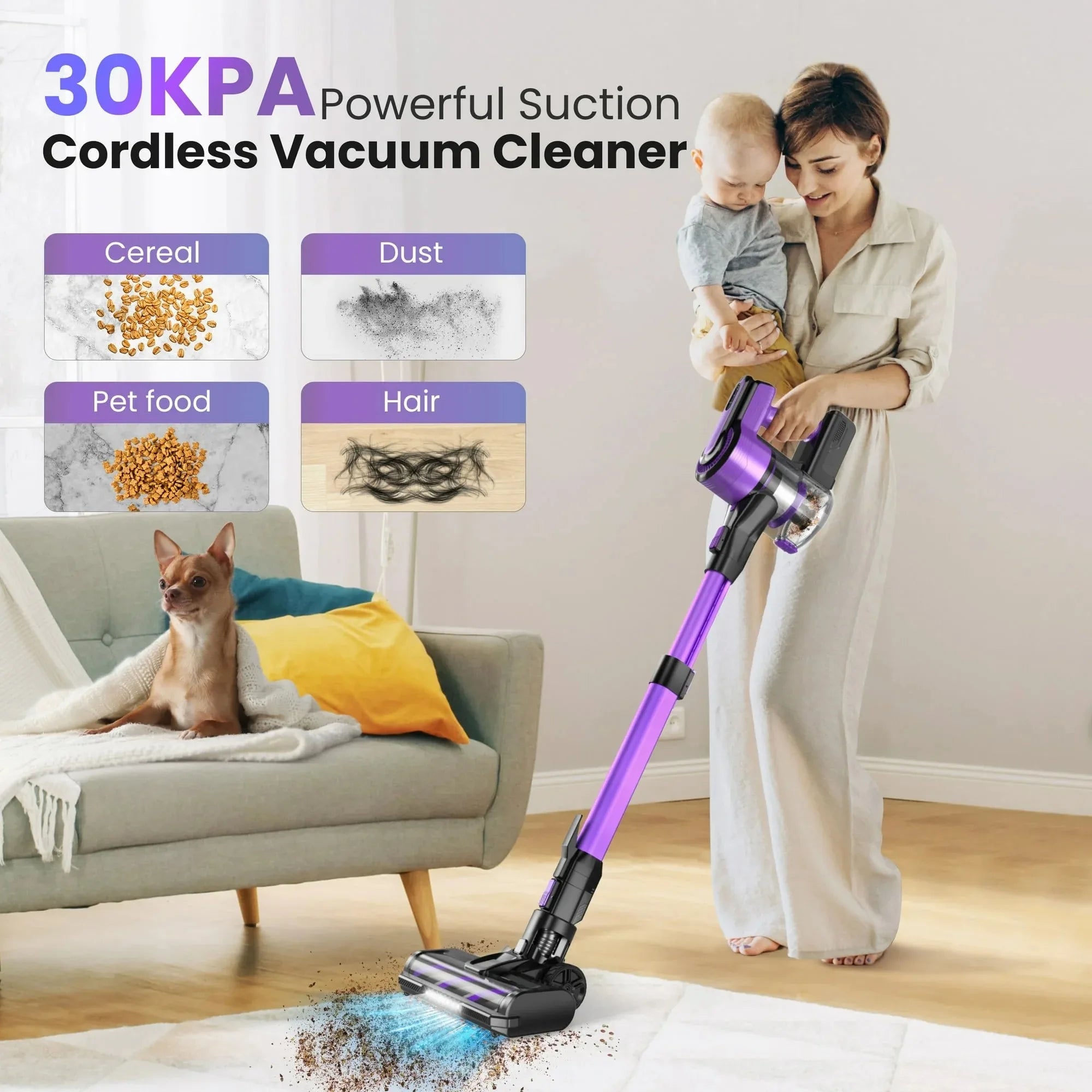 Poweart V870 Cordless Vacuum Cleaner 30KPa 8 – in – 1 Stick Vacuum U