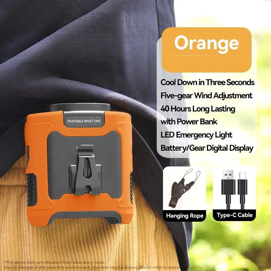 Portable Waist Fan Hanging Neck Waist Clip Fan for Outdoor Sport USB