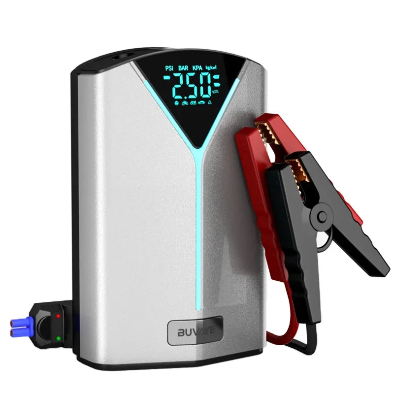 BUVAYE Portable 4 in 1 Car Battery Jump Starter Air Pump Power Bank