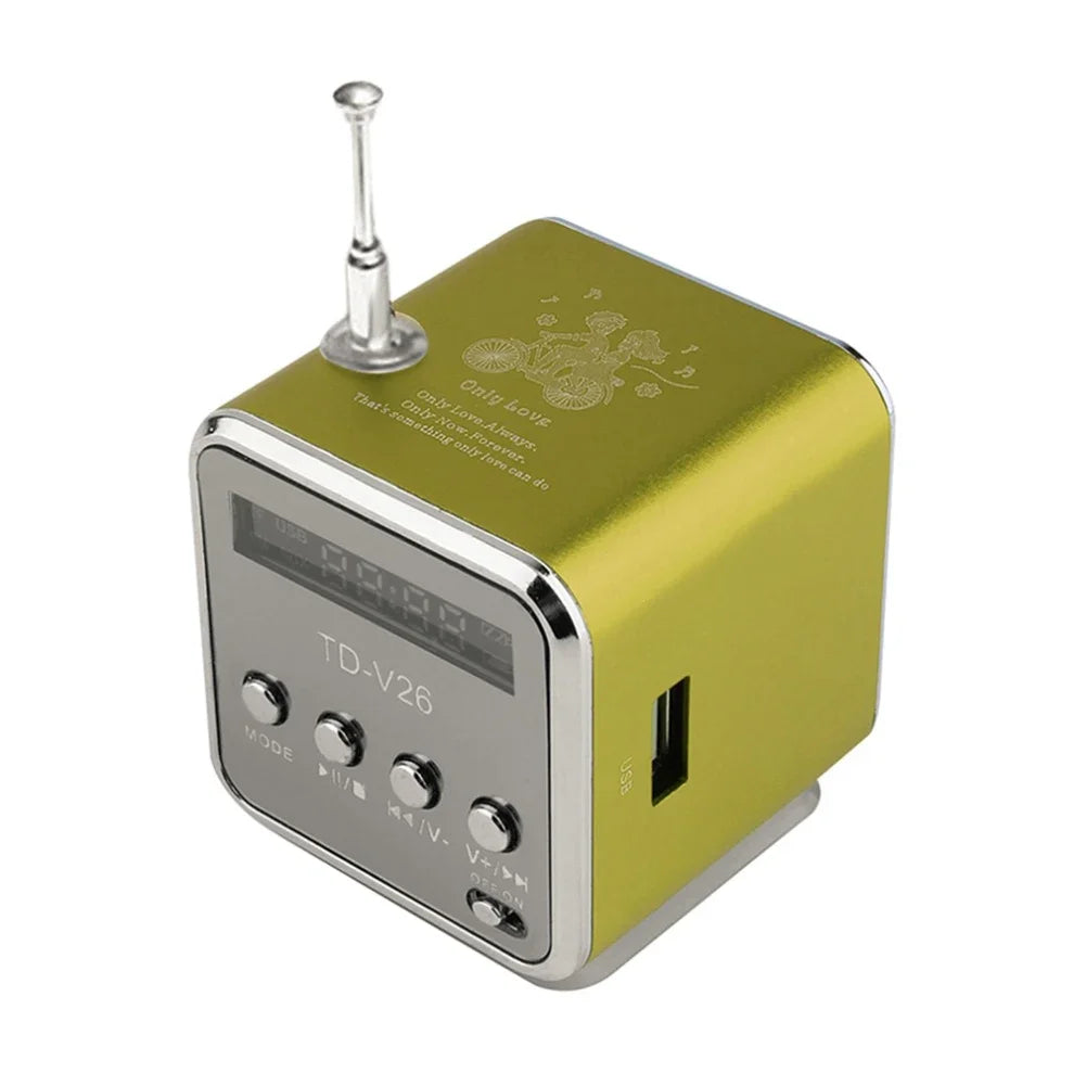 TD – V26 Mini Bluetooth Speaker with FM Radio MP3 Player LED Display