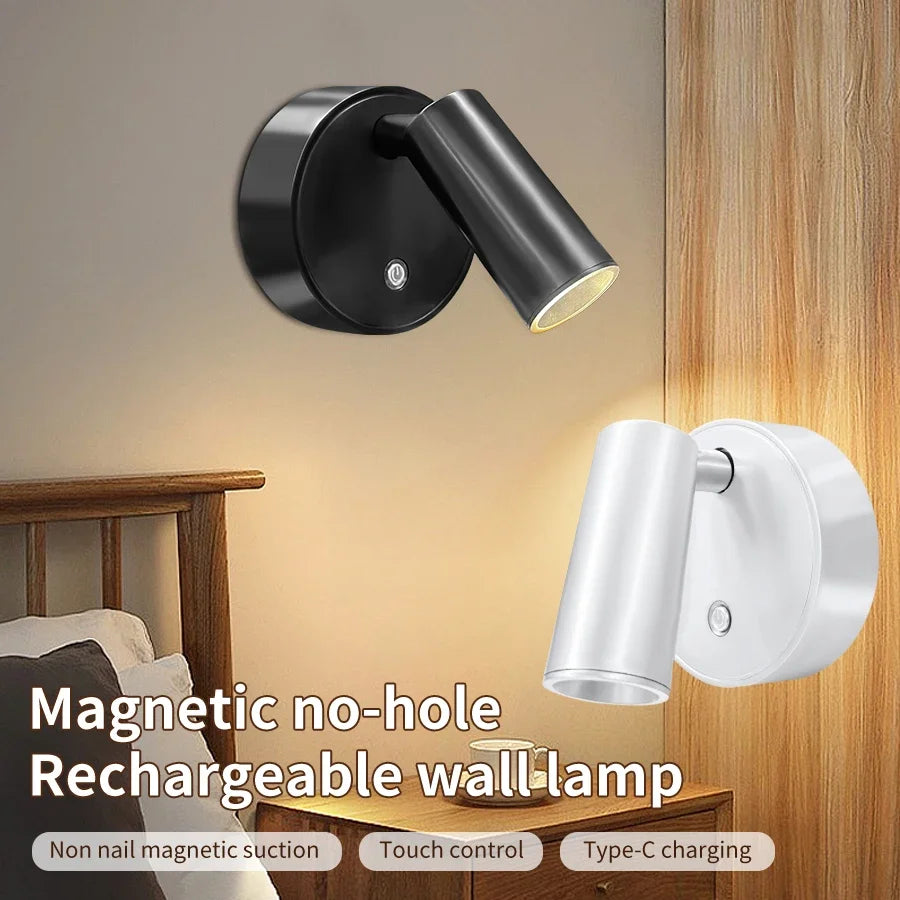 Magnetic Cordless Led Wall Lamp with Touch Switch Rechargeable Night