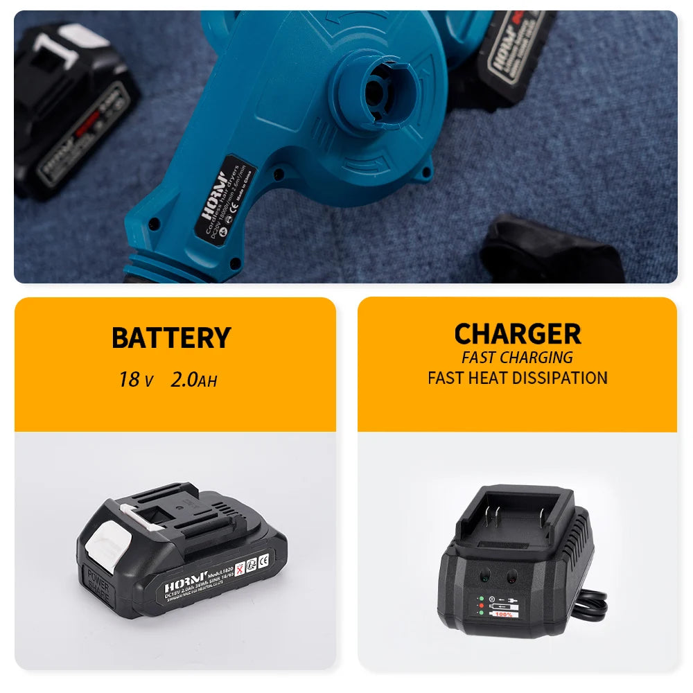 18V Blower Hair Dryer and Vacuum Cleaner Rechargeable Hair Dryer Cor
