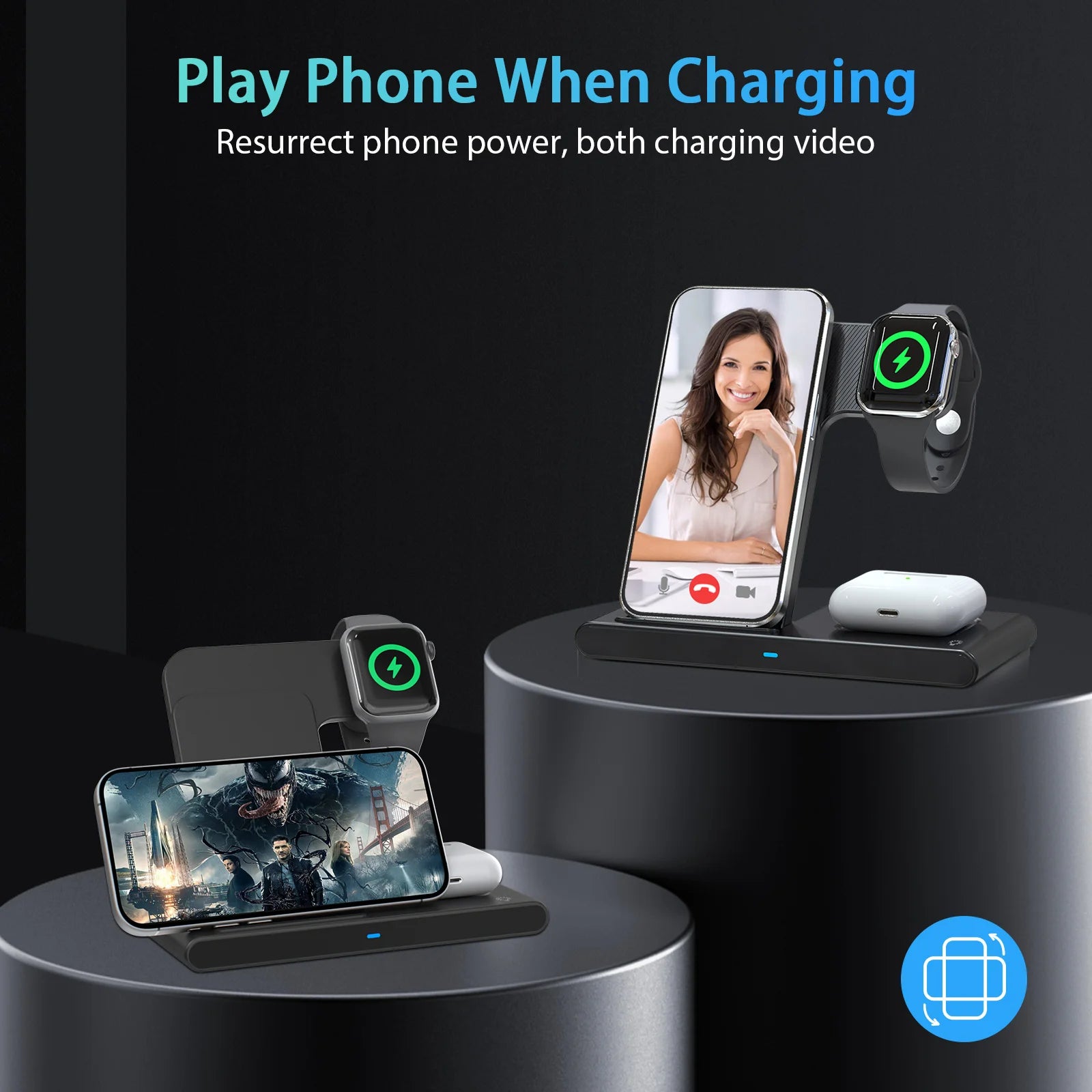 Magnetic Wireless Charging Station 3 – in – 1 Foldable 18W Fast Char