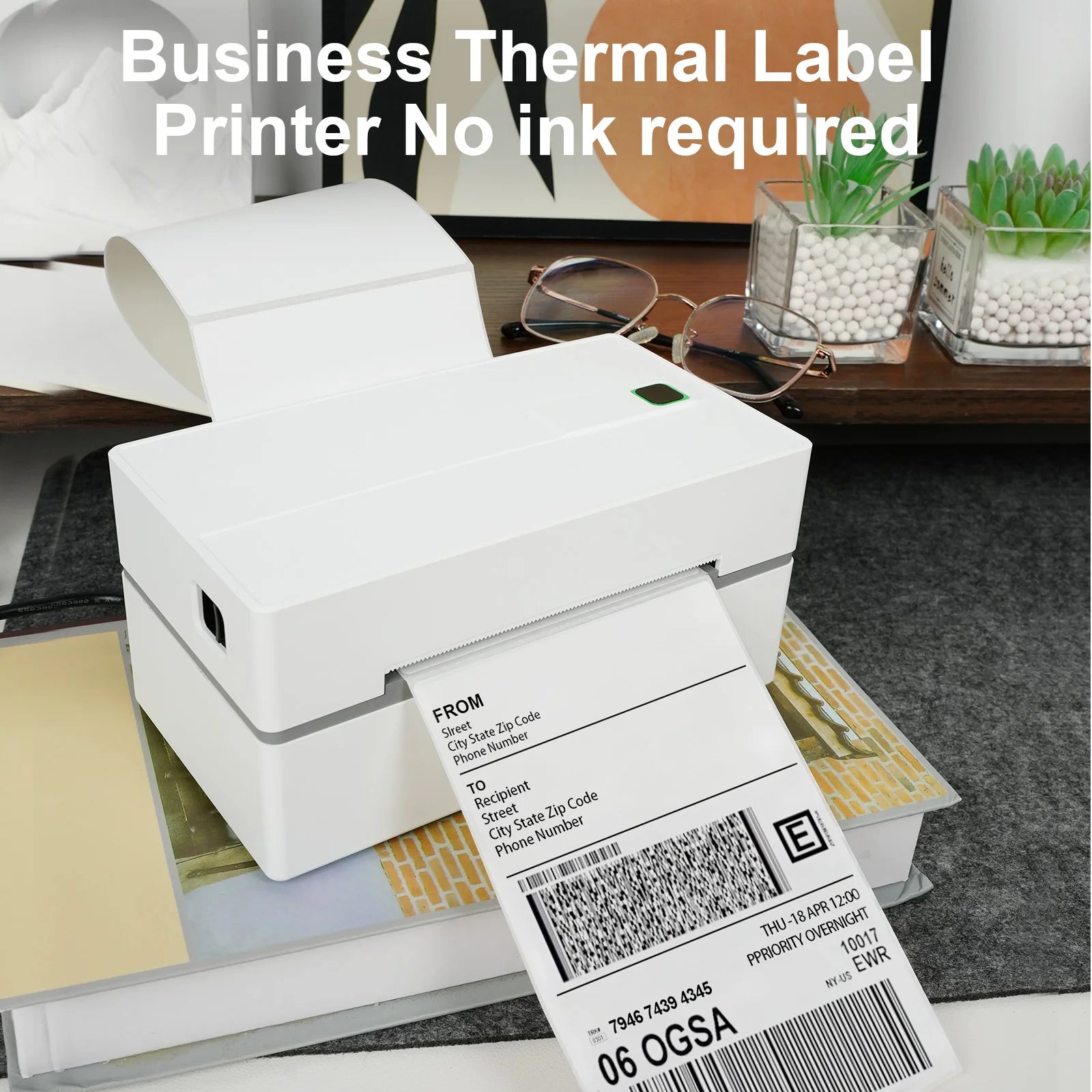 Thermal Label Printer Portable No Ink Required 300DPI 4x6 for Small