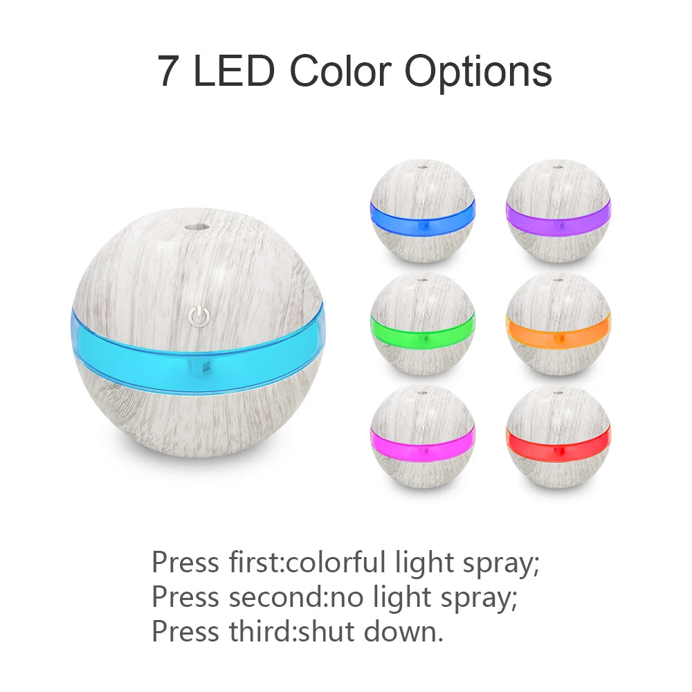 Space Saving 300ml USB Humidifier 7 LED Light Therapy Modes Pre Filt
