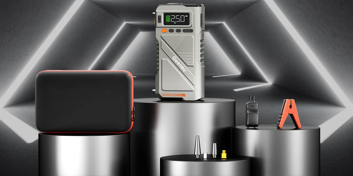 6000A Jump Starter with Air Compressor, 5 in 1 Function Jump Box 150