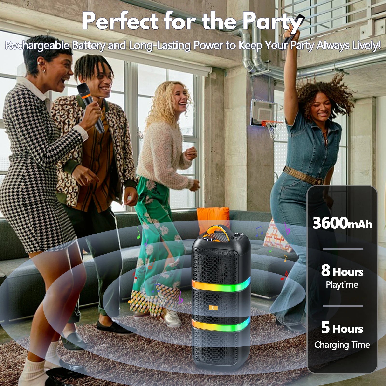 JYX Wireless Speaker, Portable Bluetooth Speaker, Karaoke Machine wi