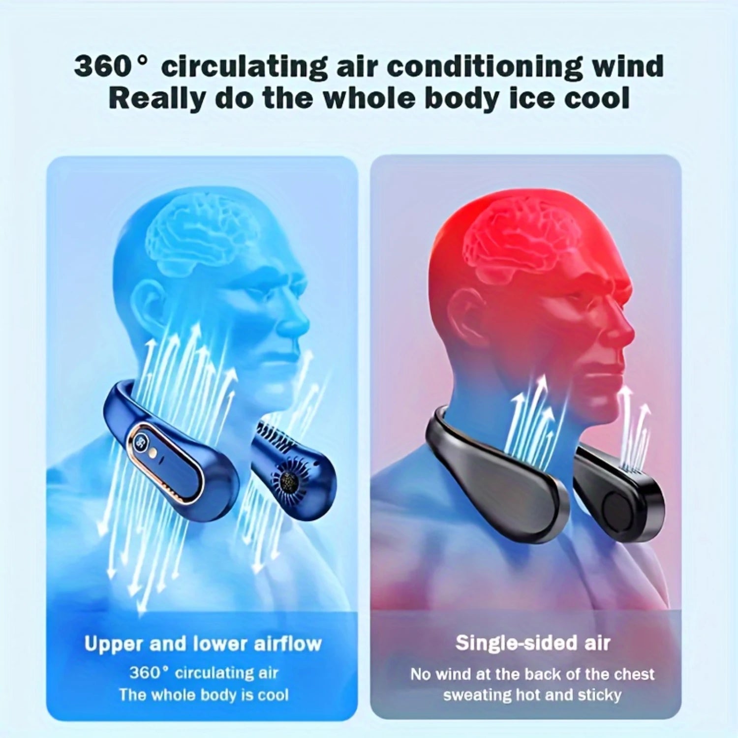 1pc, Bladeless Hanging Neck Fan, Portable USB Rechargeable Cooler Fa
