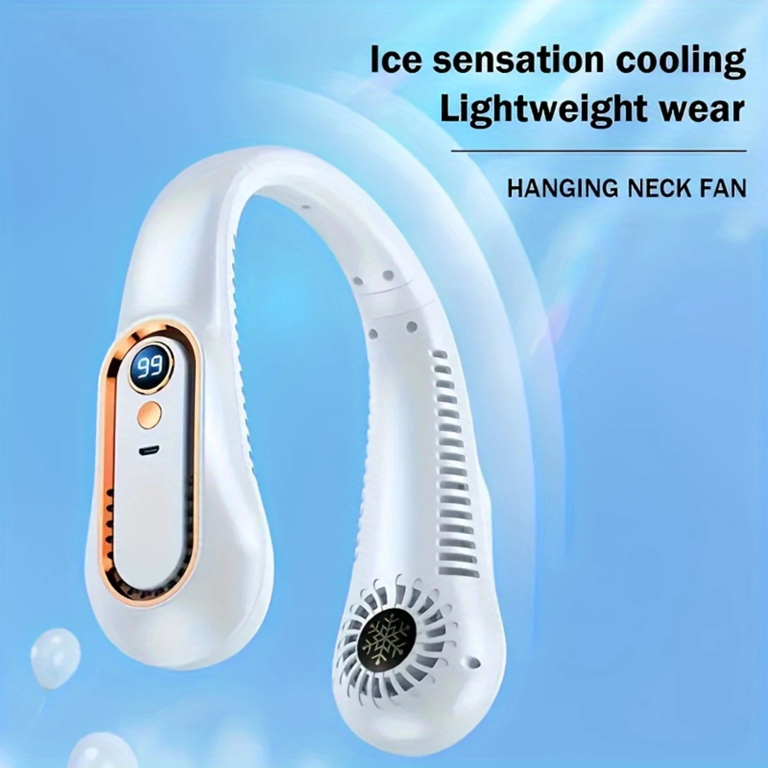 1pc, Bladeless Hanging Neck Fan, Portable USB Rechargeable Cooler Fa