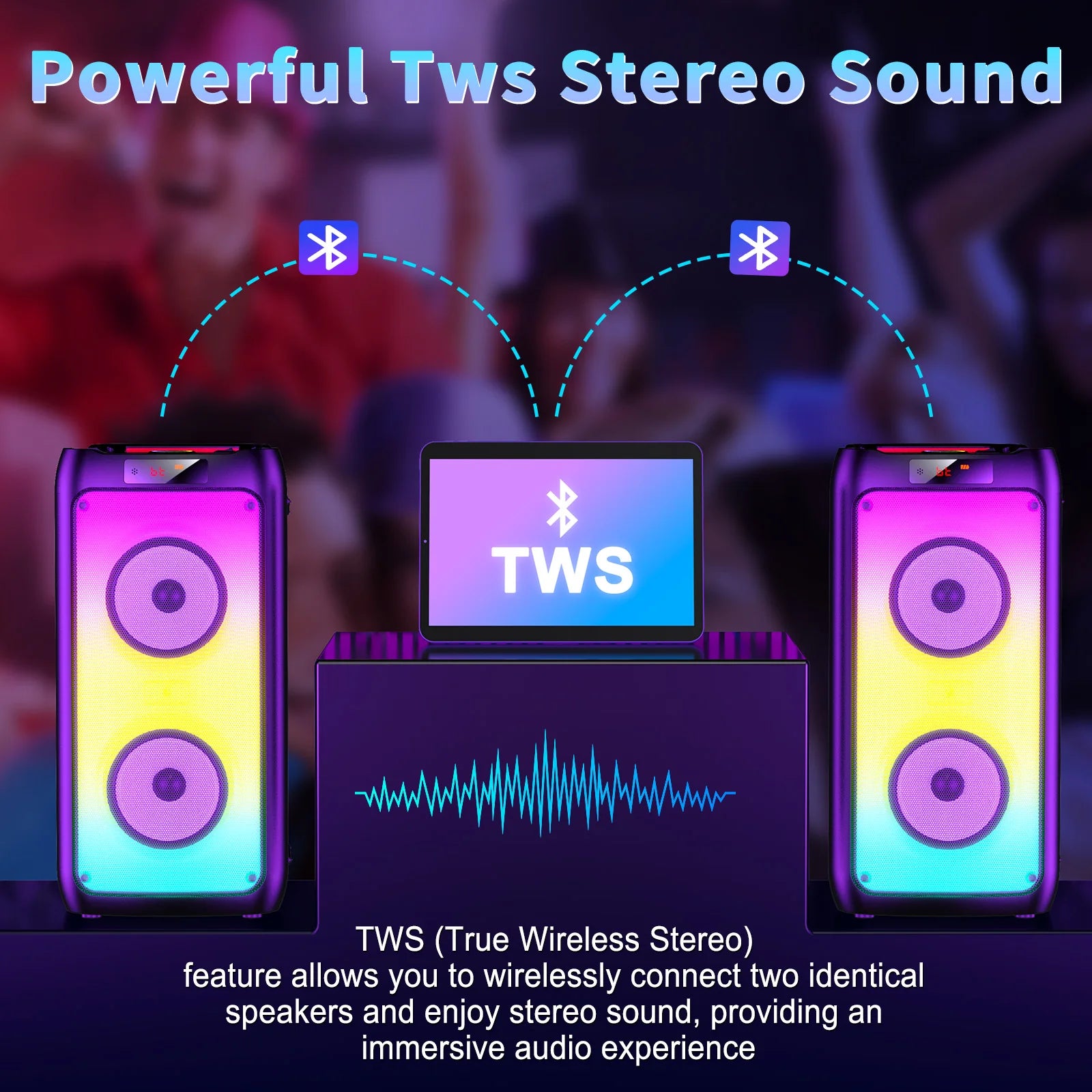 Wireless Bluetooth Speaker, Karaoke Machine with 2 Microphone, Home