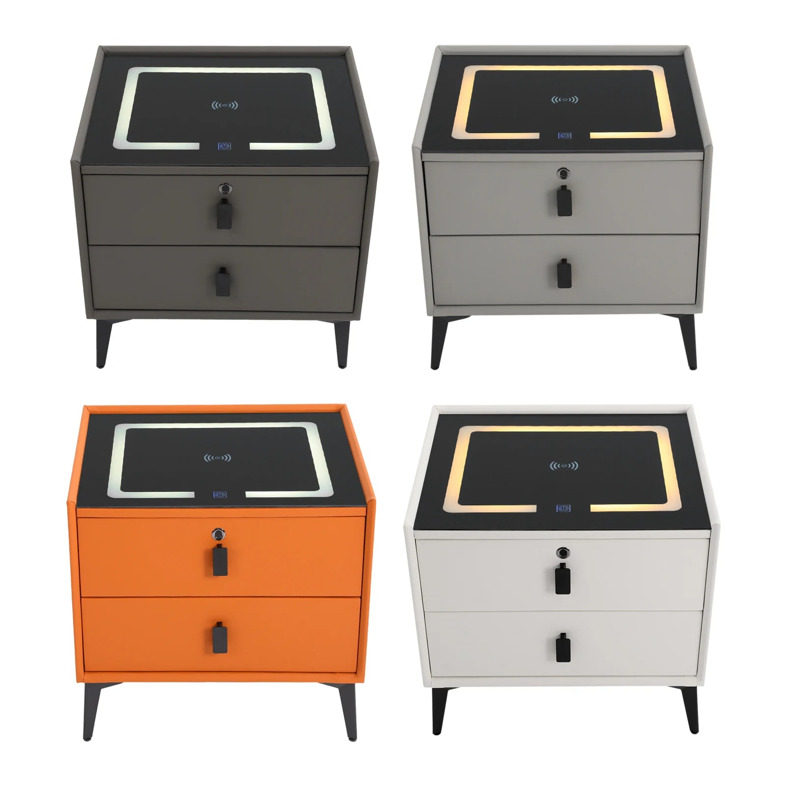 Modern 2 – Drawer Smart Bedside Table with Wireless Charging USB Por