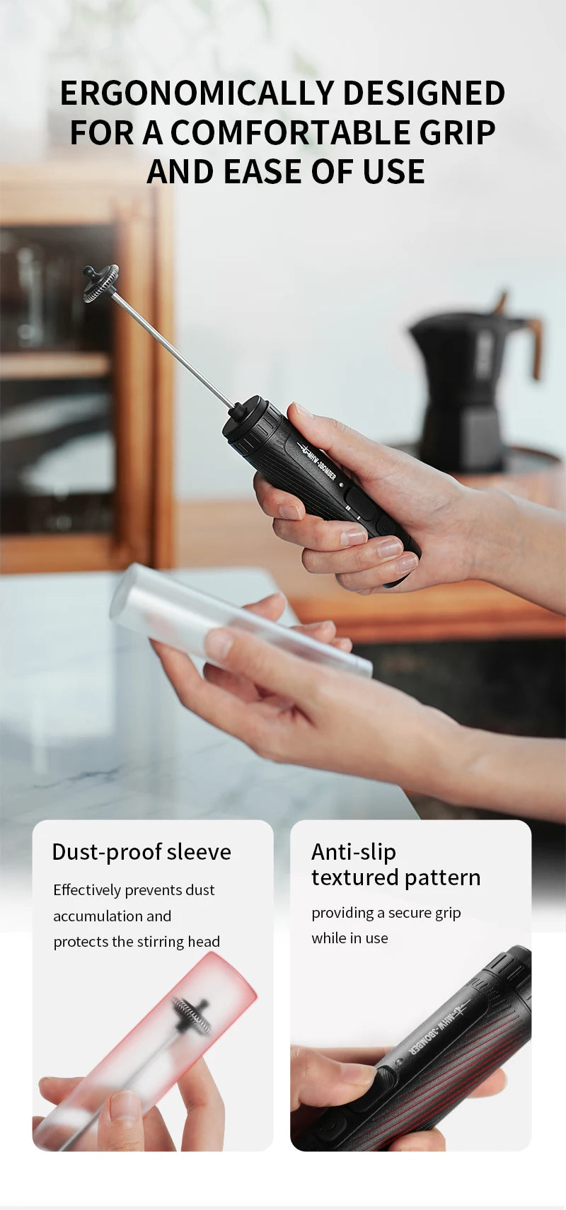 MHW – 3BOMBER Electric Milk Frother Portable Handheld Milk Foamer US