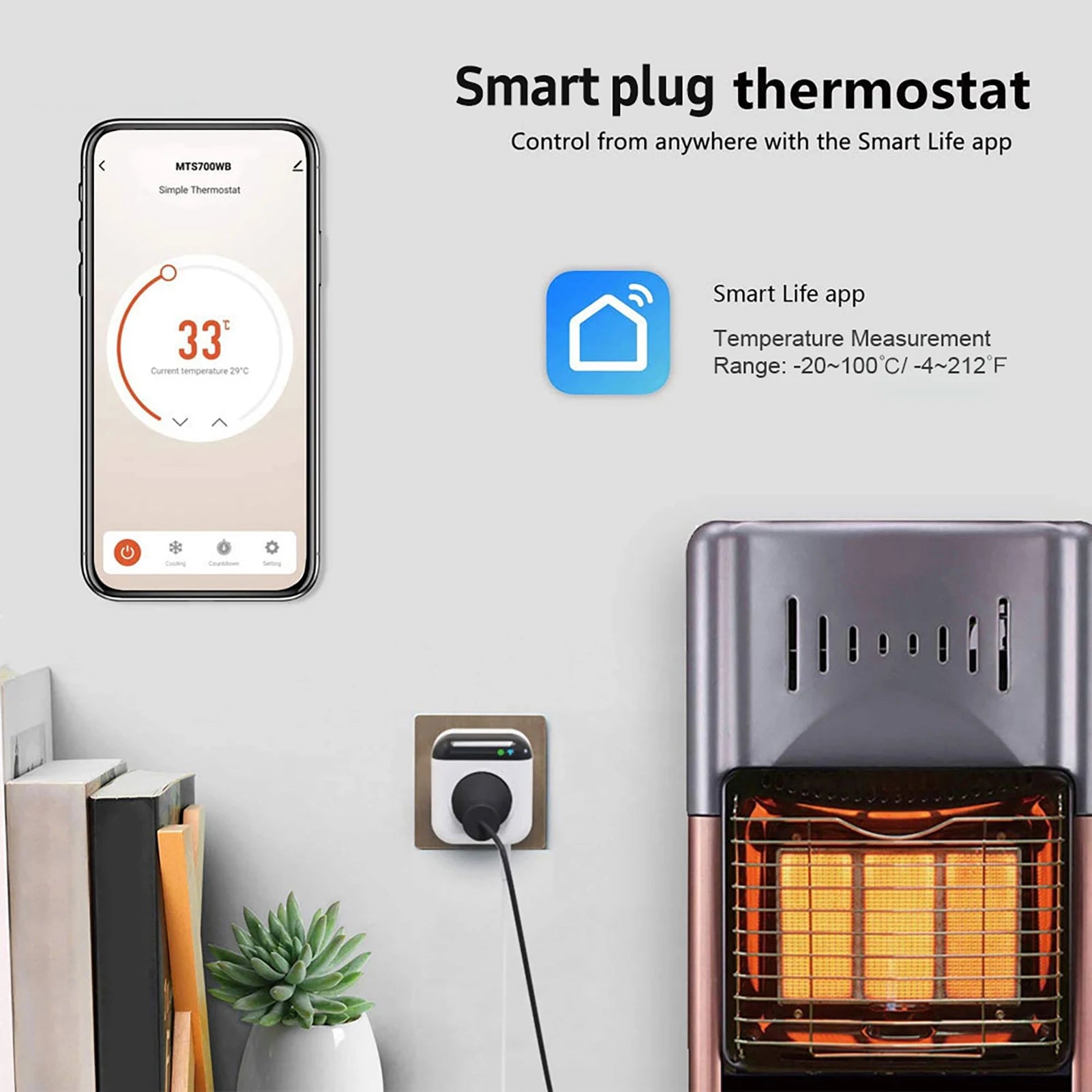 Smart Thermostat Socket 10A Programmable Timed Mini Wifi Temperature