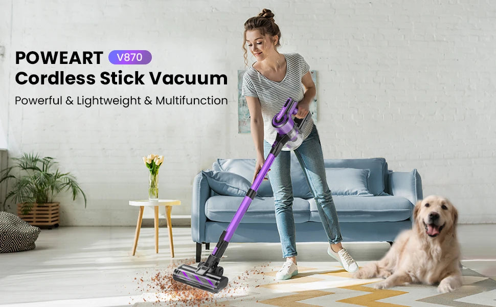 Poweart V870 Cordless Vacuum Cleaner 30KPa 8 – in – 1 Stick Vacuum U
