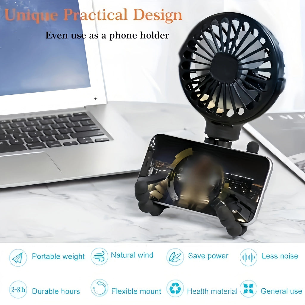 1pc, Stroller Fan Hand Held Rechargeable USB Bladeless Small Folding