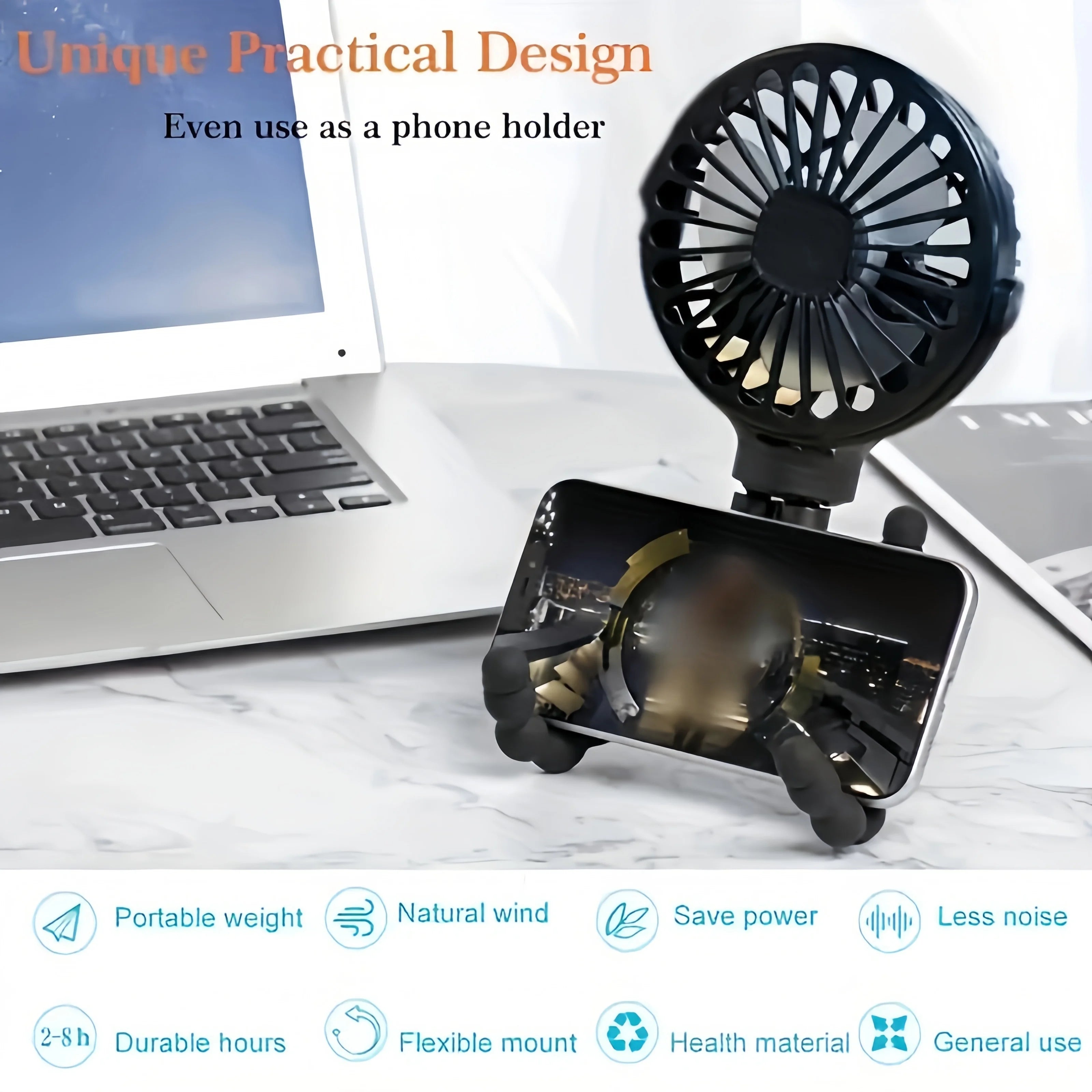 1pc, Stroller Fan Hand Held Rechargeable USB Bladeless Small Folding