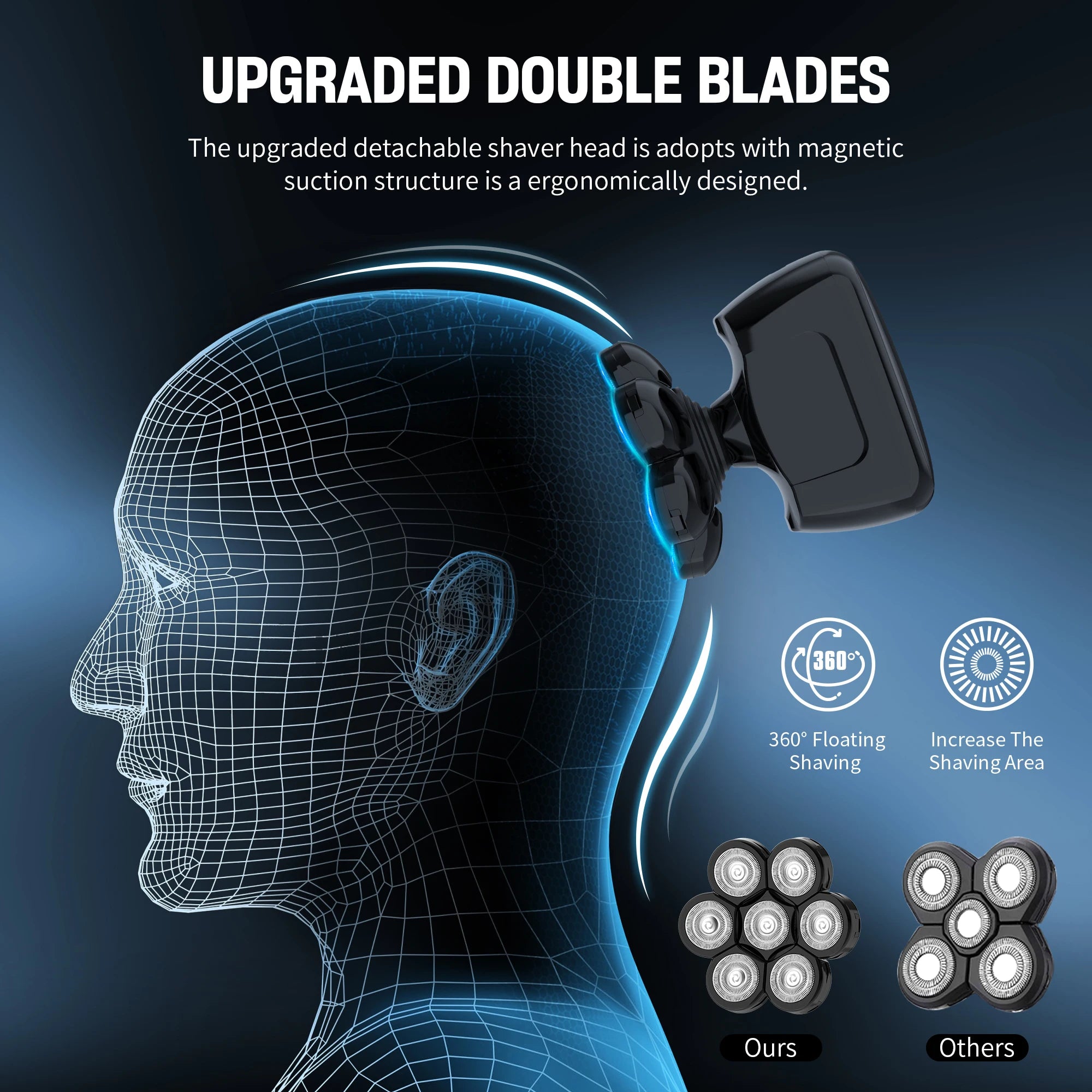Sejoy Electric Head Shaver for Bald Men 7D Magnetic Razor Hair Trimm