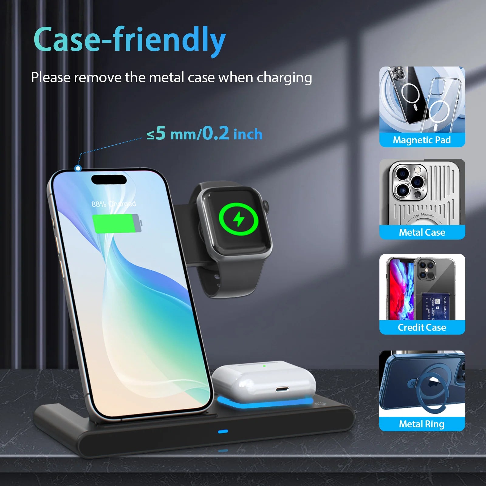 Magnetic Wireless Charging Station 3 – in – 1 Foldable 18W Fast Char