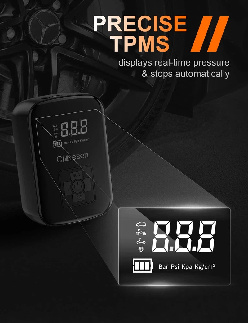 1pc Car Wireless Air Pump 150PSI Portable Electric Tire Inflation fo