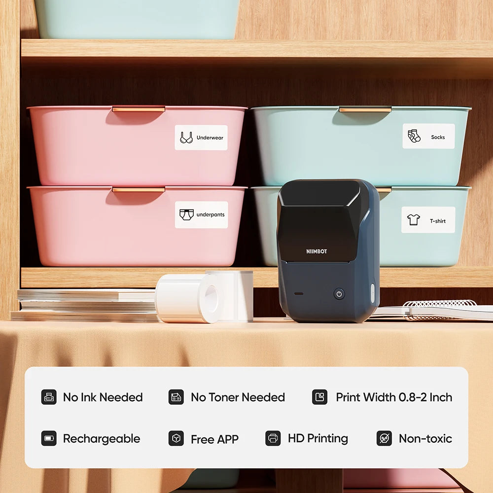Niimbot B1 Label Maker Bluetooth Portable 2 Inch Thermal Label Print