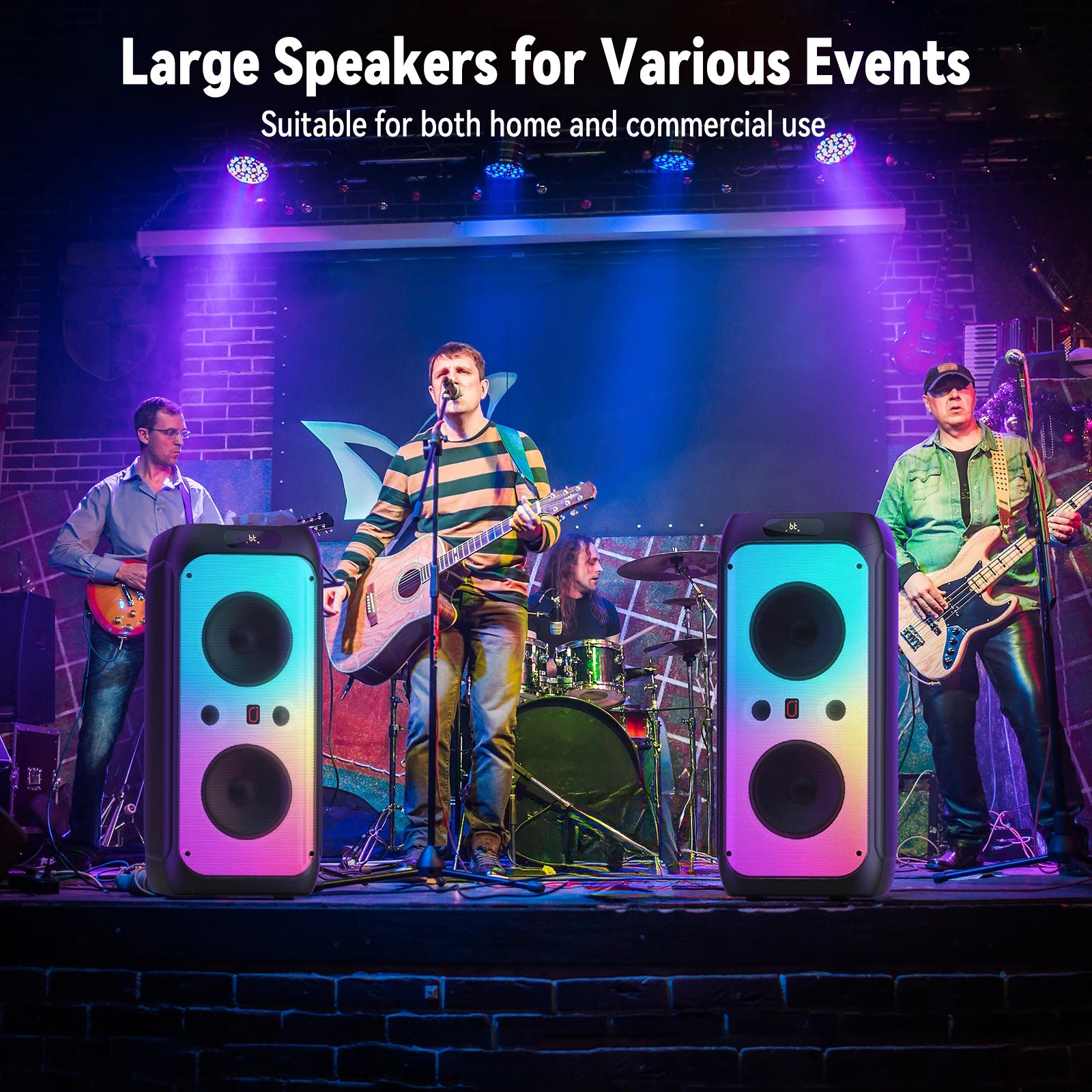 FanFun 500W Large Bluetooth Speaker, Wireless Speaker with LED Party