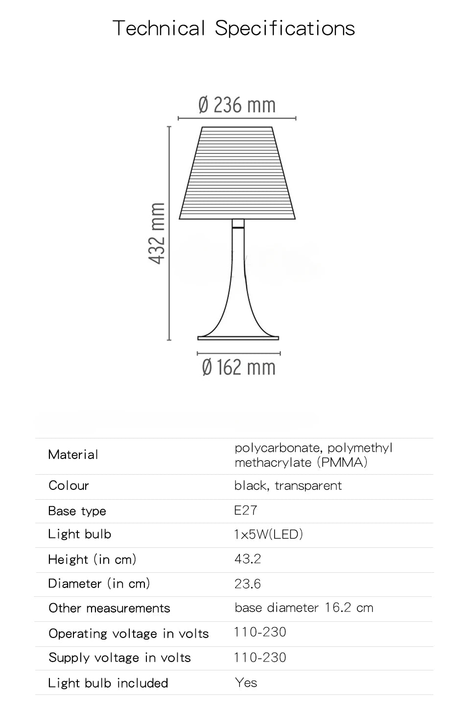 Modern Simple Table Lamp Transparent Acrylic Table Lamps for Living