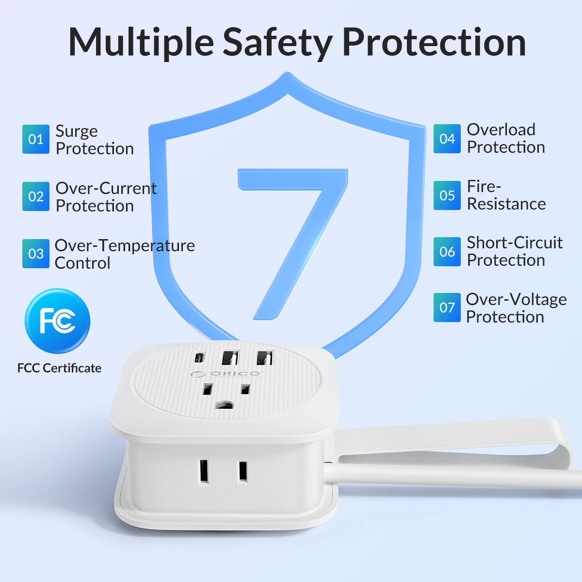 ORICO Travel Power Strip Adapter Smart Plug Multiple Extension Socke