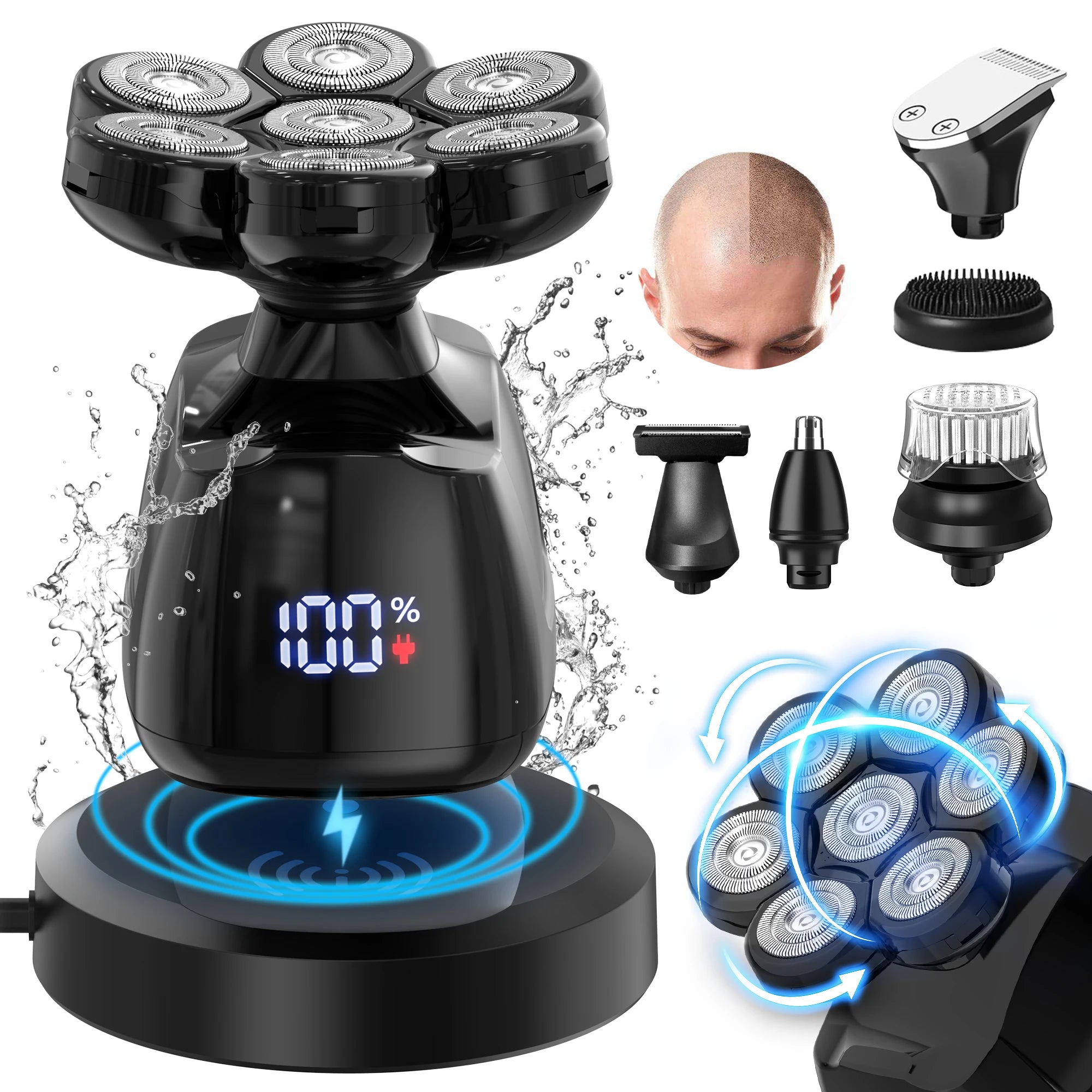 Sejoy Electric Head Shaver for Bald Men 7D Magnetic Razor Hair Trimm