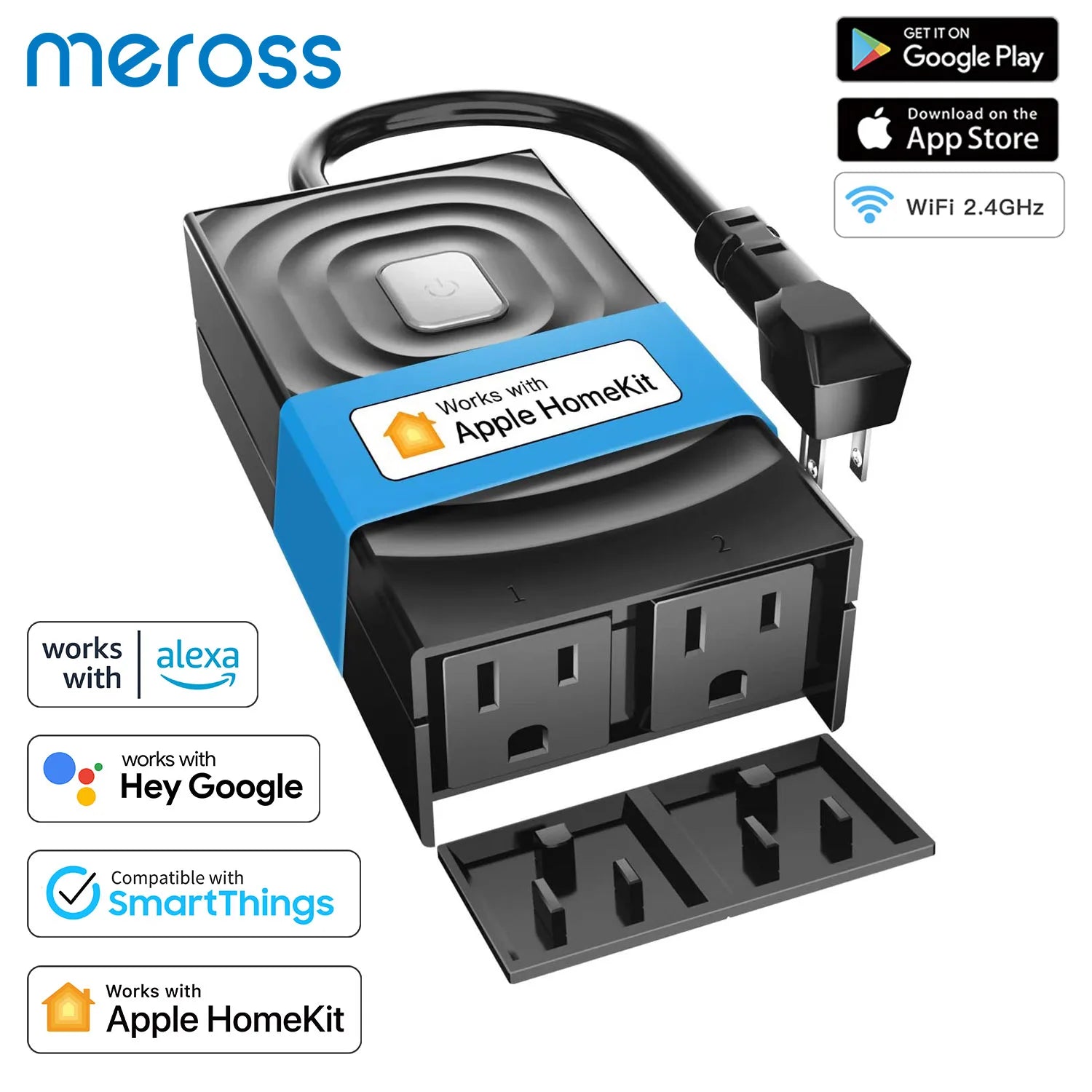 Meross HomeKit Outdoor Smart Plug Wi – Fi Outlet with 2 Grounded Soc