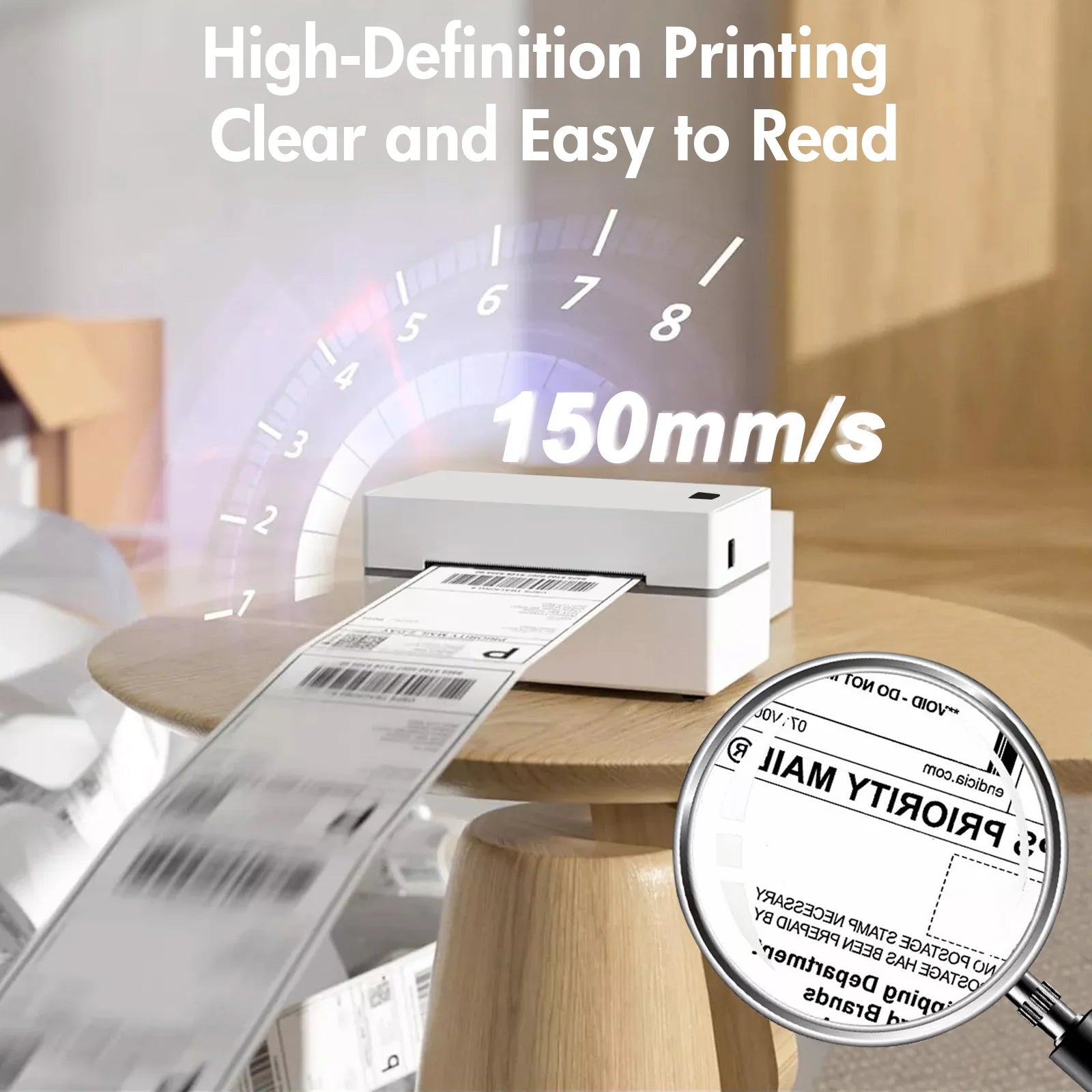Thermal Label Printer Portable No Ink Required 300DPI 4x6 for Small