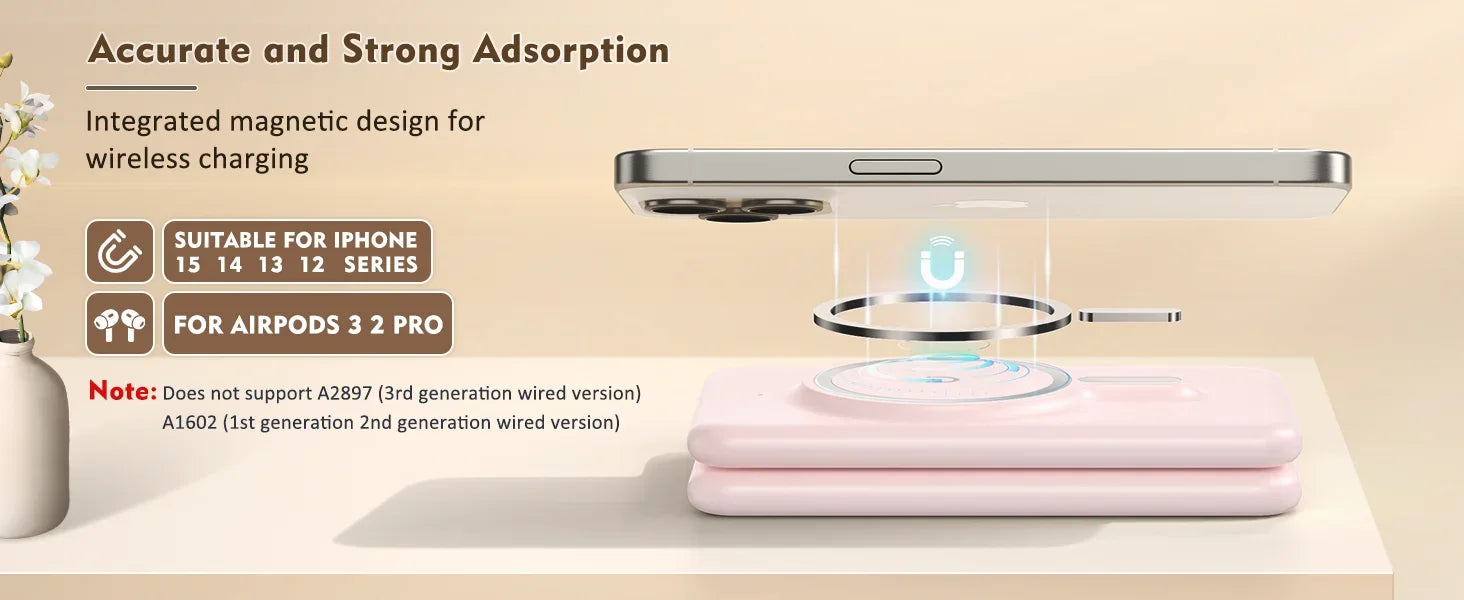 Cell Phone Wireless Charger – 3 – in – 1 Travel Charging Station for