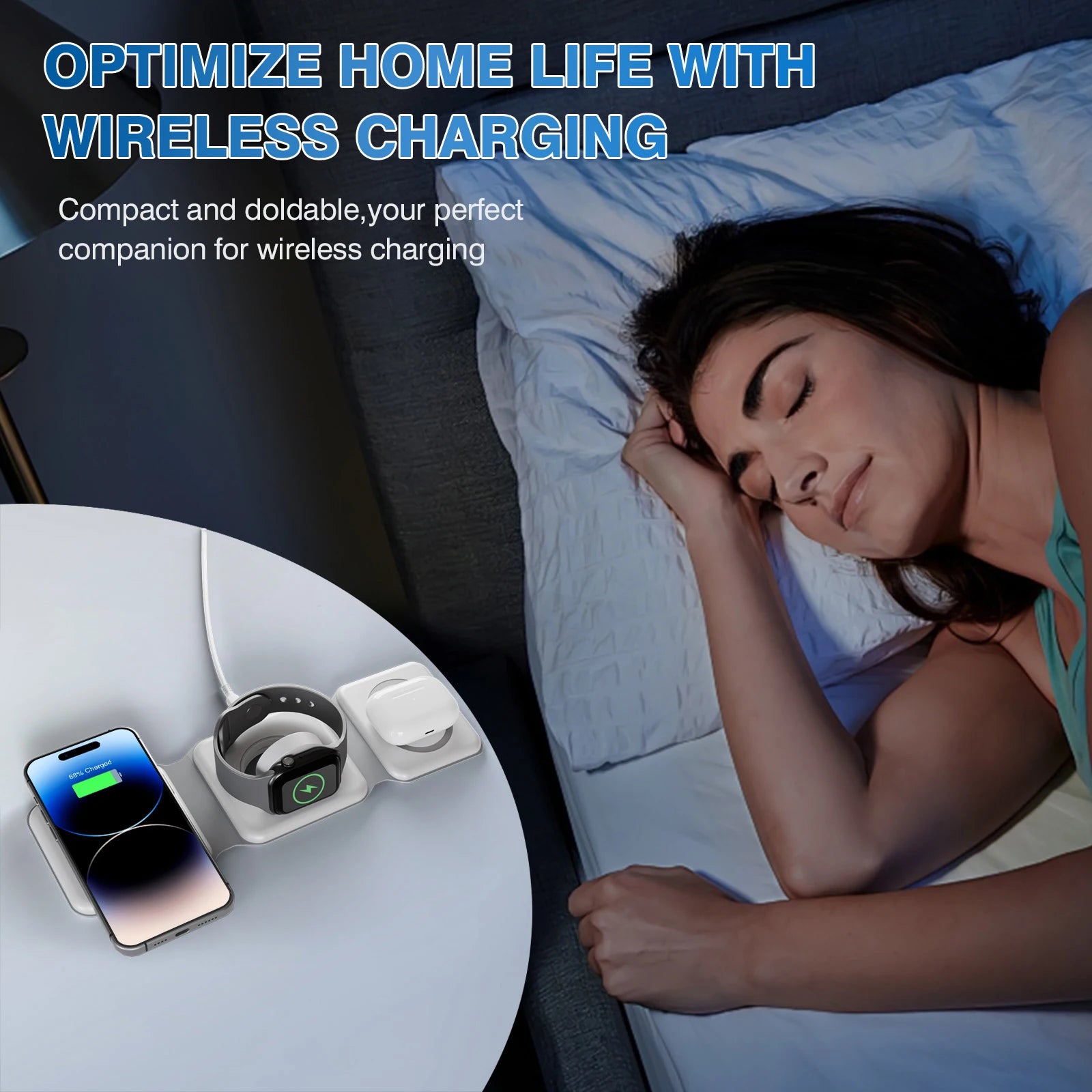 Magnetic Wireless Charger 3 in 1 Travel Charging Flexible Fast Charg