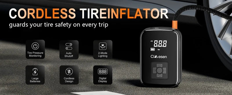 1pc Car Wireless Air Pump 150PSI Portable Electric Tire Inflation fo