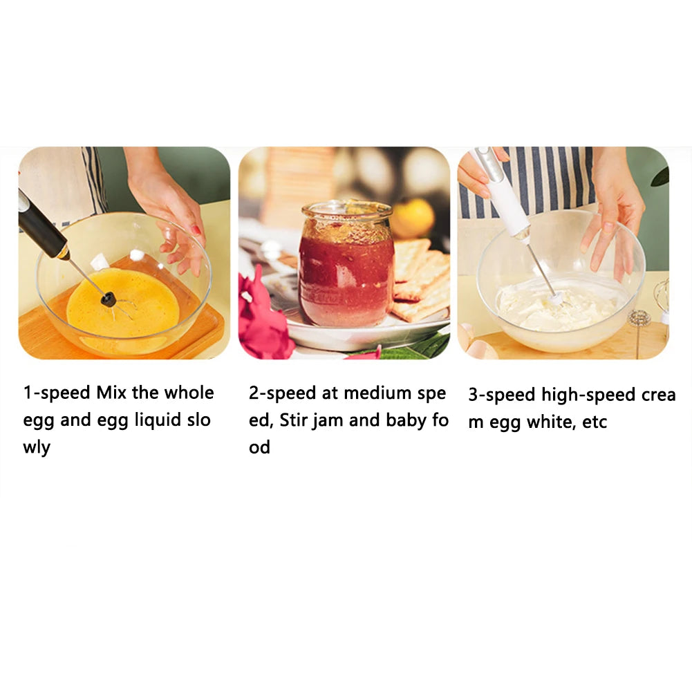 Egg Beater Handheld Kitchen Egg Beater Usb Charging Wireless Mini El