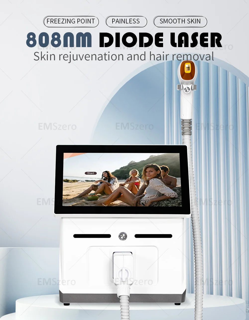 3000W 3 Wavelength 808 Diode Laser Hair Removal Machine Ice Titanium