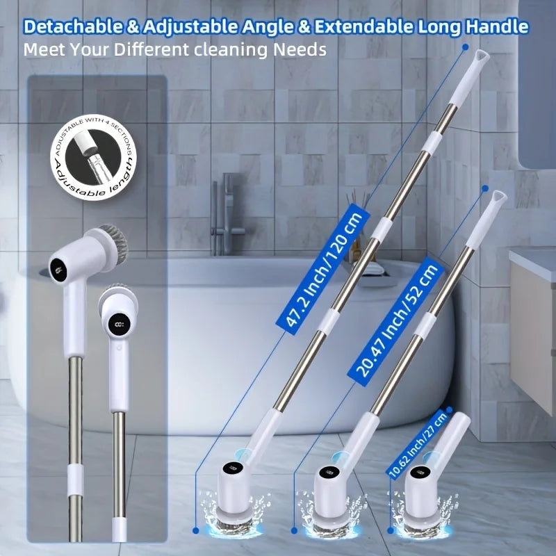 Cordless Spin Scrubber Set with Adjustable Handle, Dual Speed, USB R