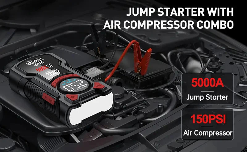 5 – in – 1 Multifunctional Air Pump Jump Starter with Air Compressor