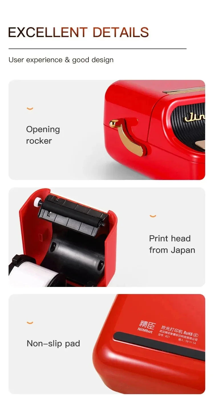 Niimbot B21 Mini Portable Printer Adhesive Label Thermal Printer Wir