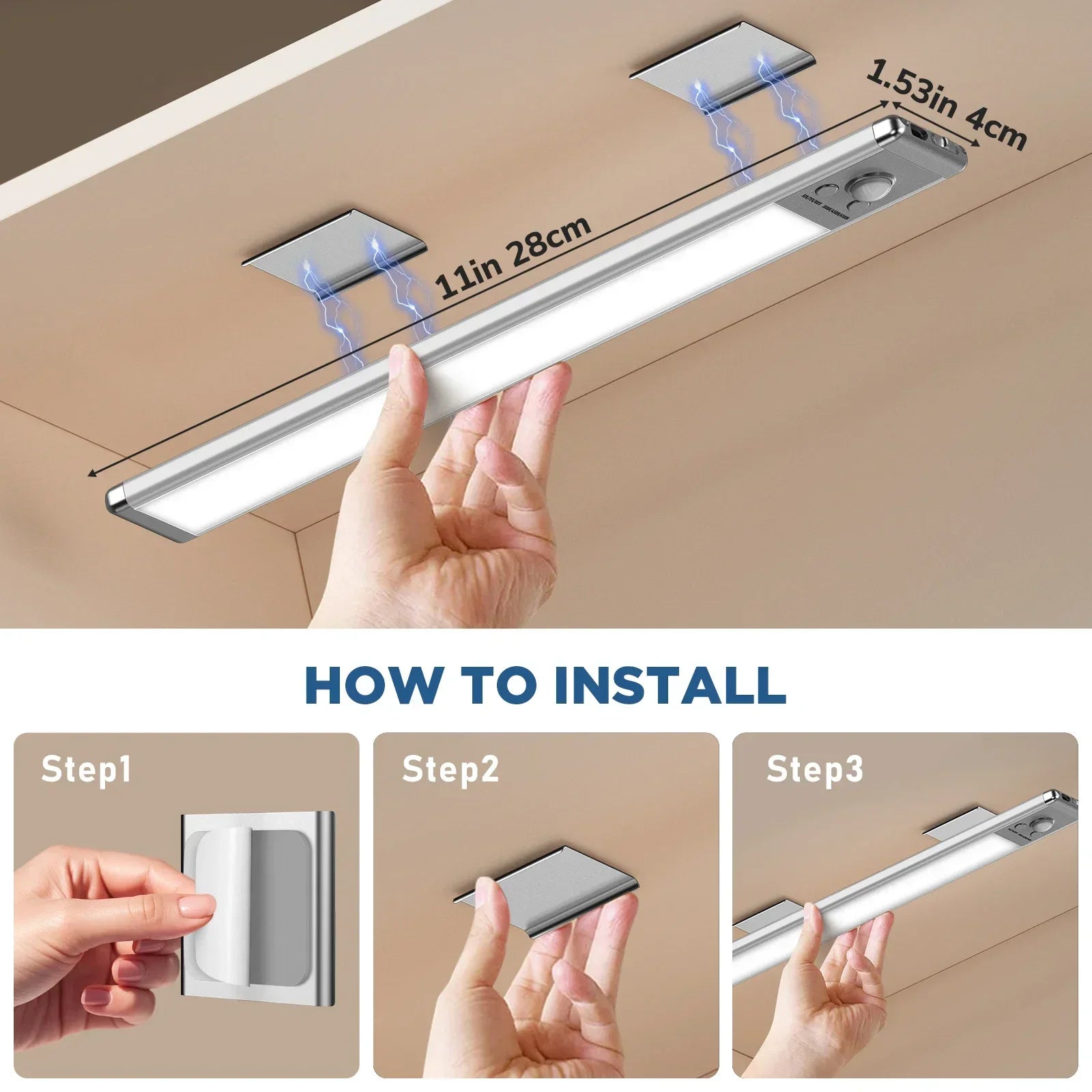 2 – Piece Magnetic Cabinet Light Set, 76 LED Rechargeable Batteries,
