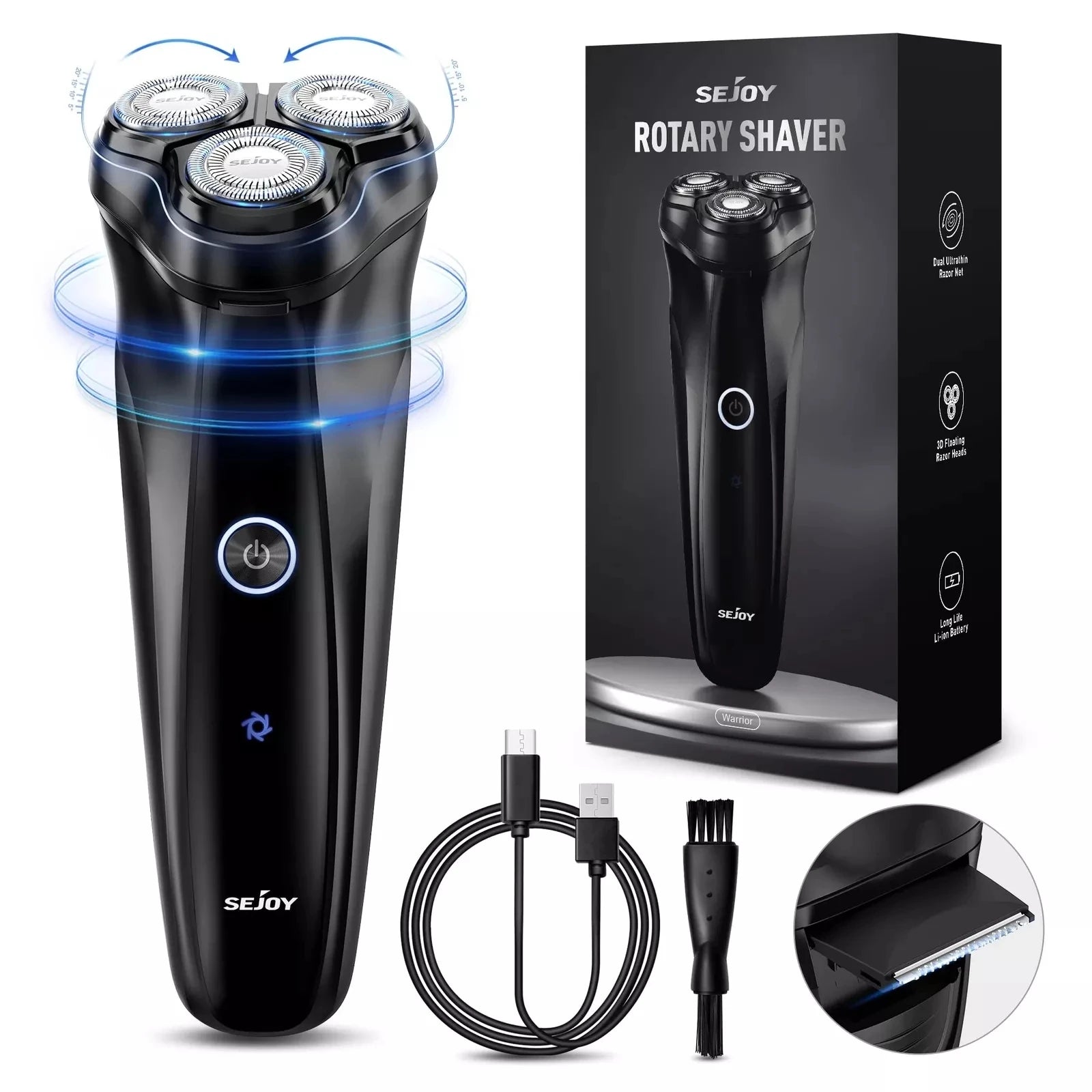 Sejoy Electric Razor Beard Shavers for Men 3D Cordless Rechargeable