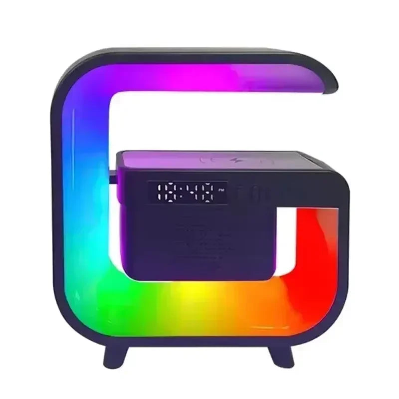 Wireless Charger Station Desk Lamp Night Light Alarm Clock Bluetooth