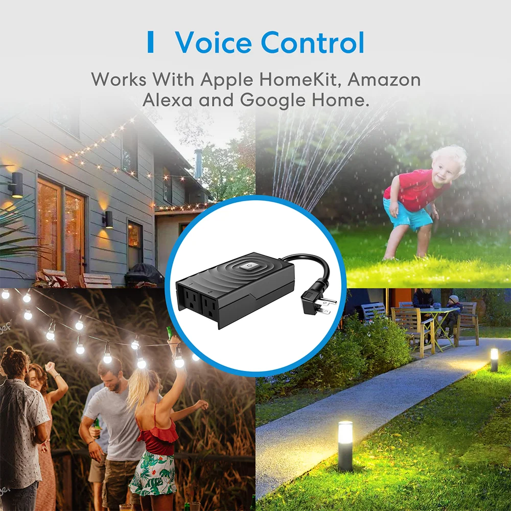 Meross HomeKit Outdoor Smart Plug Wi – Fi Outlet with 2 Grounded Soc