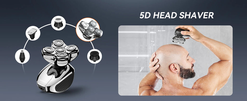MAXGROOM Electric Head Shavers for Men 5D Floating Blade Magnetic Ra