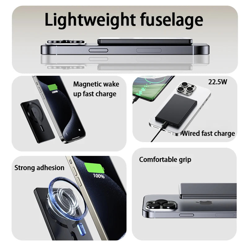 5000mAh Magnetic Power Bank Slim Wireless Powerbank Portable Externa