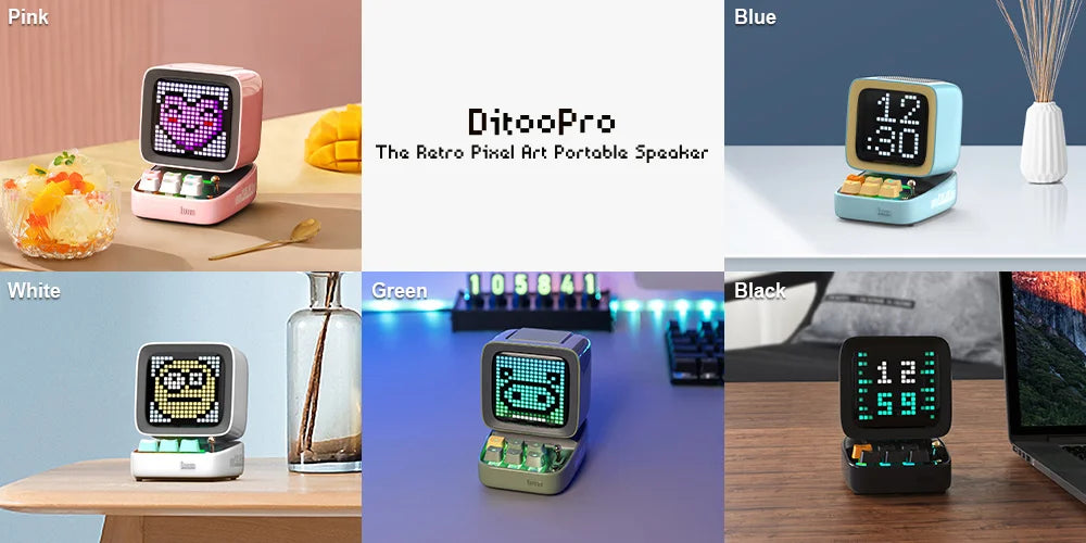 Divoom Ditoo – Pro Retro Pixel Art Bluetooth Portable Speaker Alarm